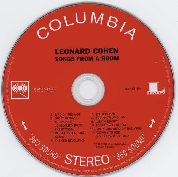 Leonard Cohen - Songs From A Room | Columbia (88697 09388 2) - 3 Leonard Cohen - Songs From A Room | Columbia (88697 09388 2) - 3