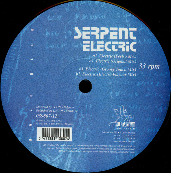 Serpent - Electric | Byte Records (BY 039807-12) - 3 Serpent - Electric | Byte Records (BY 039807-12) - 3