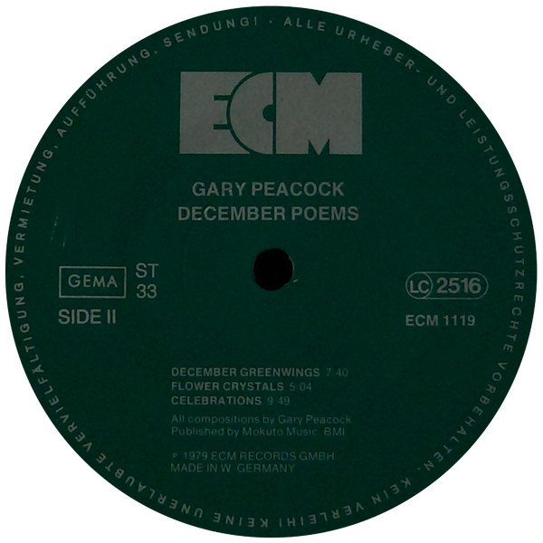 Gary Peacock - December Poems | ECM Records (ECM 1119) - main Gary Peacock - December Poems | ECM Records (ECM 1119) - main