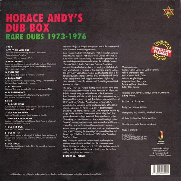 Horace Andy - Dub Box  - Rare Dubs 1973-1976 | Jamaican Recordings (JRLP007) - 2