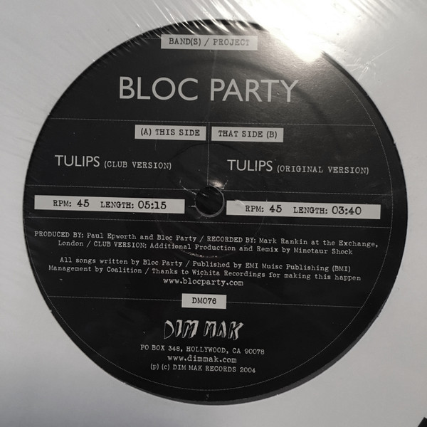 Bloc Party - Tulips | Dim Mak Records (DM076) - 2