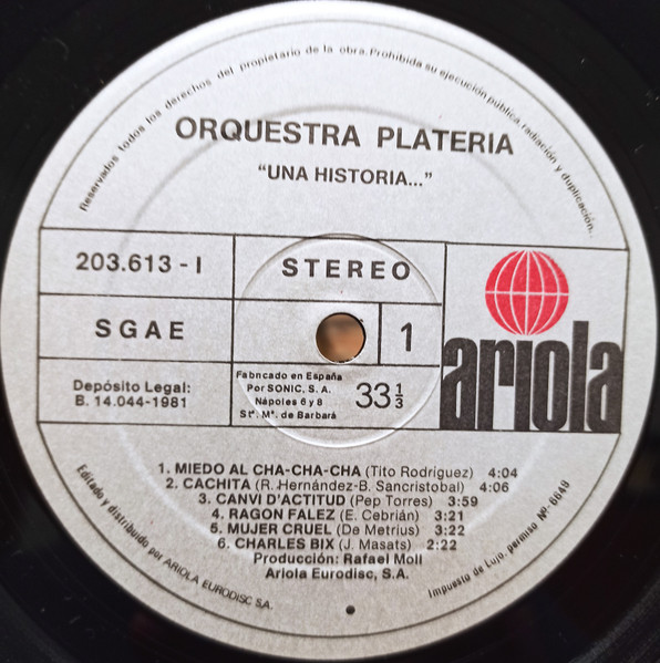Orquestra Plateria - Una Historia... (En Directo) | Ariola (I-203 613) - 3