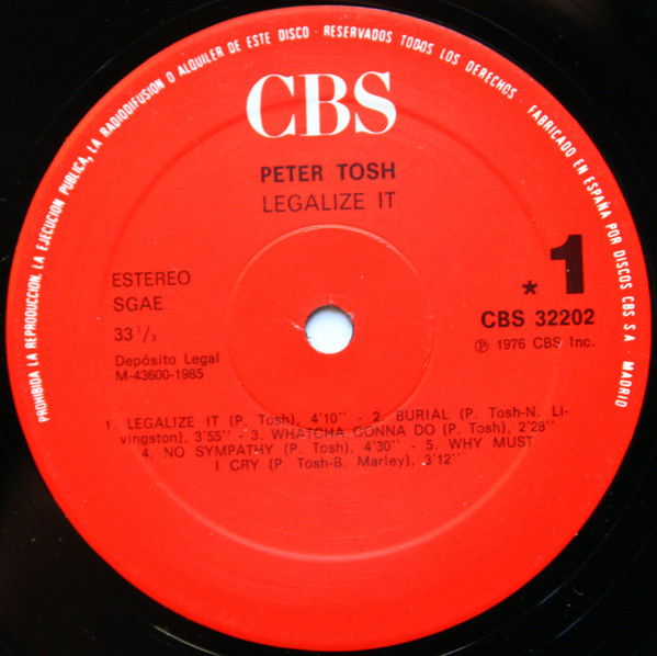 Peter Tosh - Legalize It | CBS (CBS 32202) - 3