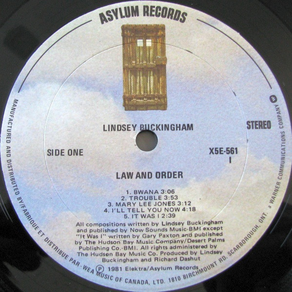 Lindsey Buckingham - Law And Order | Asylum Records (X5E-561) - 4 Lindsey Buckingham - Law And Order | Asylum Records (X5E-561) - 4
