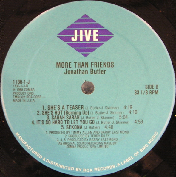 Jonathan Butler - More Than Friends | Jive (1136-1-J) - 4