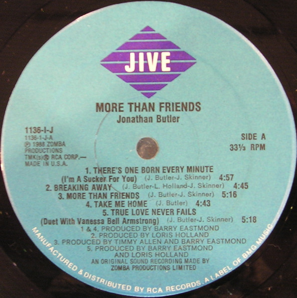 Jonathan Butler - More Than Friends | Jive (1136-1-J) - 3