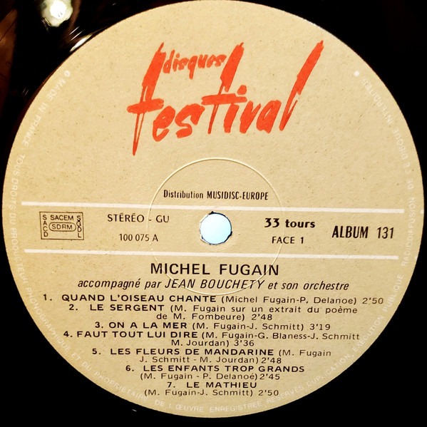 Michel Fugain - Quand L'oiseau Chante Je N'aurai Pas Le Temps + 25 Grands Succès | Disques Festival (ALBUM 131) - 4