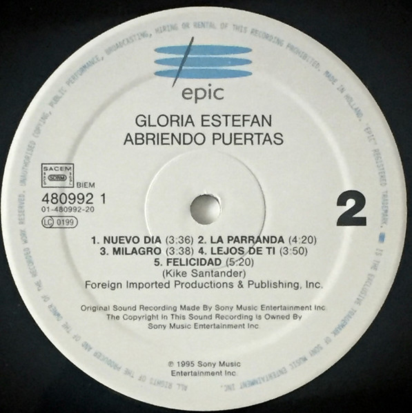 Gloria Estefan - Abriendo Puertas | Epic (EPC 480992 1) - 4