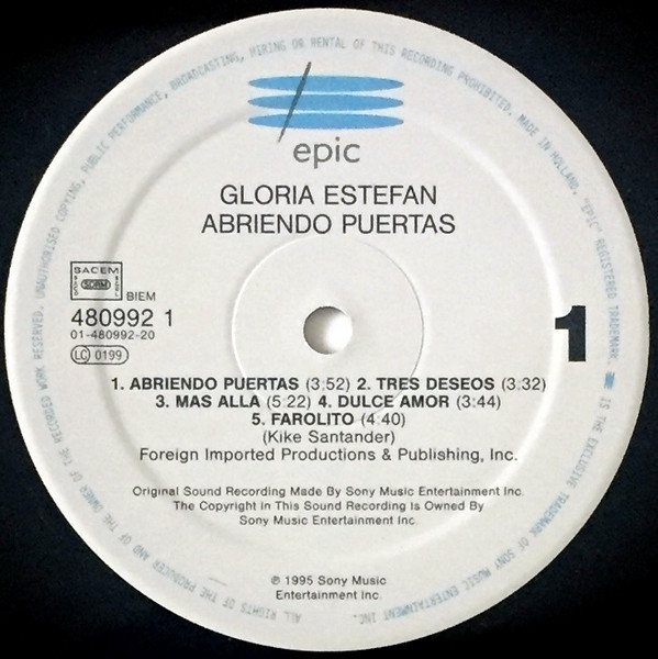 Gloria Estefan - Abriendo Puertas | Epic (EPC 480992 1) - 3