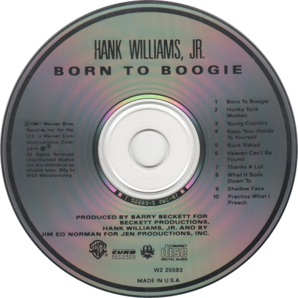 Hank Williams Jr. - Born To Boogie | Warner Bros. Records (W2 25593) - 3