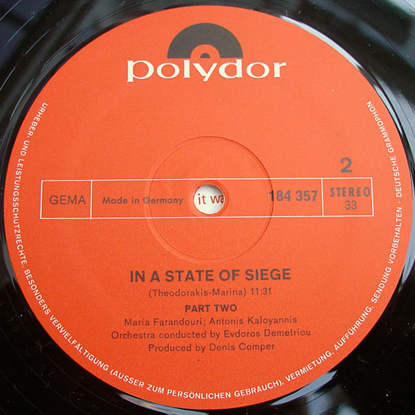Mikis Theodorakis - In A State Of Siege | Polydor (184 357) - 4 Mikis Theodorakis - In A State Of Siege | Polydor (184 357) - 4