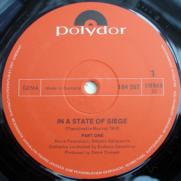 Mikis Theodorakis - In A State Of Siege | Polydor (184 357) - 3 Mikis Theodorakis - In A State Of Siege | Polydor (184 357) - 3