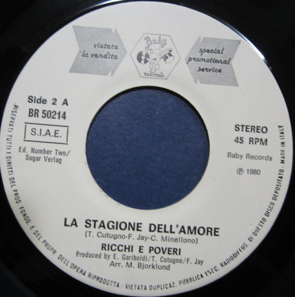 Ricchi E Poveri - E No, E No / La Stagione Dell'Amore | Baby Records (BR 50214) - 2 Ricchi E Poveri - E No, E No / La Stagione Dell'Amore | Baby Records (BR 50214) - 2