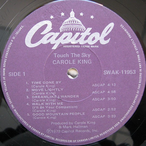 Carole King - Touch The Sky | Capitol Records (SWAK-11953) - 4 Carole King - Touch The Sky | Capitol Records (SWAK-11953) - 4