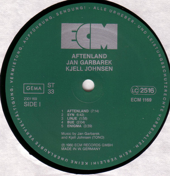 Jan Garbarek , Kjell Johnsen - Aftenland | ECM Records (ECM 1169) - 3