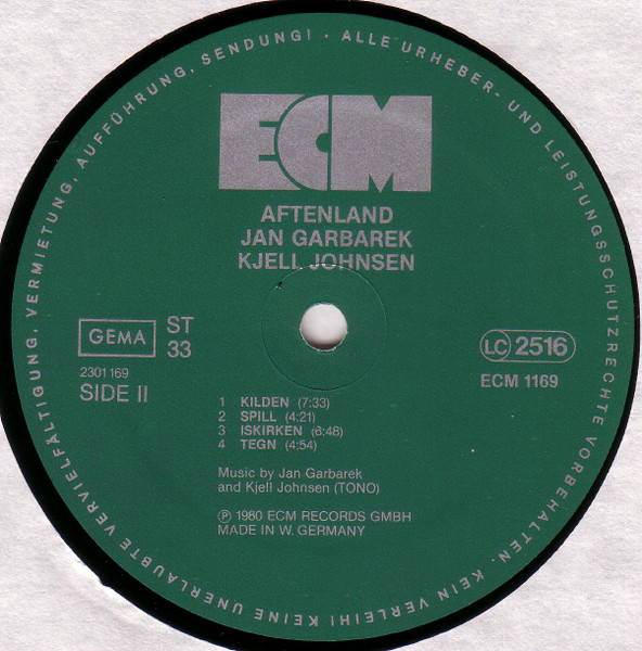 Jan Garbarek , Kjell Johnsen - Aftenland | ECM Records (ECM 1169) - 4