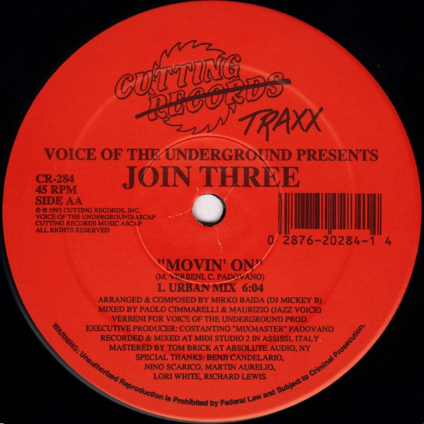 Voice Of The Underground Presents Join Three - Movin' On | Cutting Traxx (CR-284) - 2
