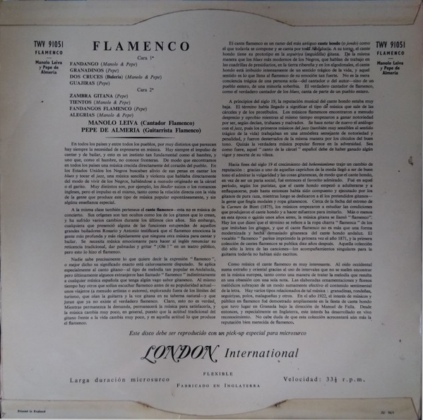 Manolo Leiva , Pepe De Almeria - Flamenco | London International (TWV 91051) - 3 Manolo Leiva , Pepe De Almeria - Flamenco | London International (TWV 91051) - 3
