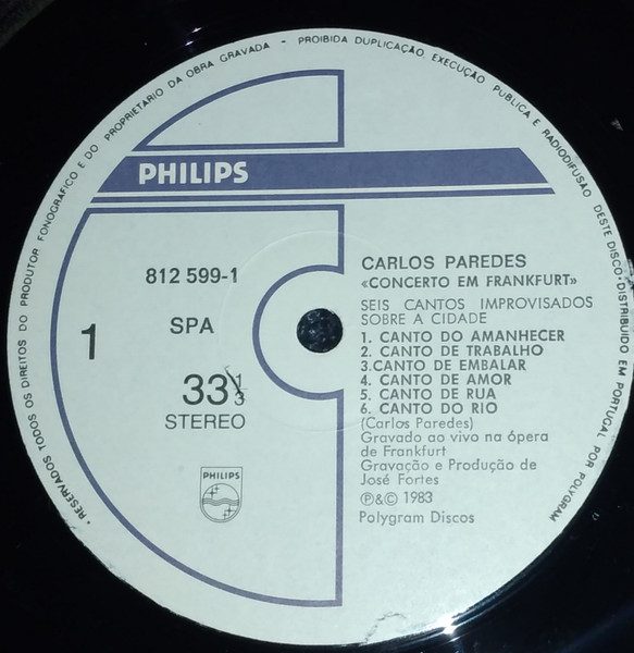 Carlos Paredes - Concerto Em Frankfurt | Philips (812 599-1) - 3