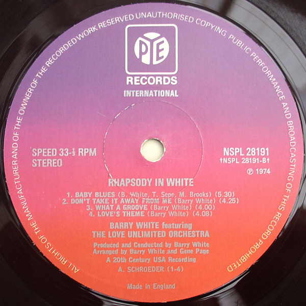 Love Unlimited Orchestra - Rhapsody In White | Pye International (NSPL 28191) - 4