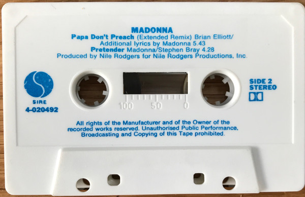 Madonna - Papa Don't Preach - CASSETTE | Sire (4-020492) - 2