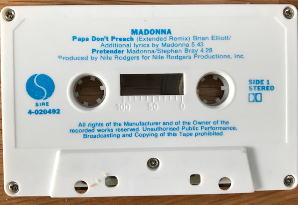 Madonna - Papa Don't Preach - CASSETTE | Sire (4-020492) - 3