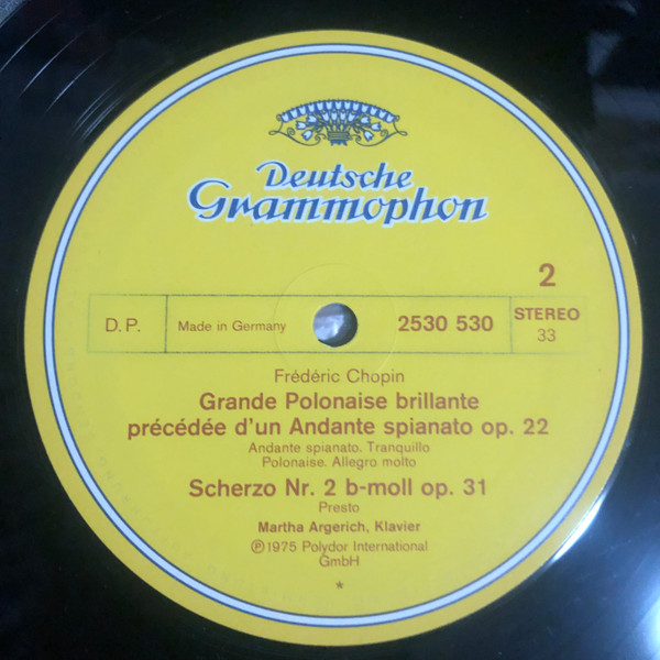 Frédéric Chopin / Martha Argerich - Sonate B-moll (In B Flat Minor) - Scherzo B-moll (In B Flat Minor) - Andante Spianato Et Grande Polonaise | Deutsche Grammophon (2530 530) - 3