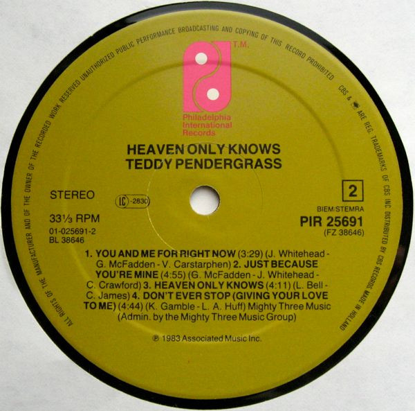 Teddy Pendergrass - Heaven Only Knows | Philadelphia International Records (PIR 25691) - 4 Teddy Pendergrass - Heaven Only Knows | Philadelphia International Records (PIR 25691) - 4