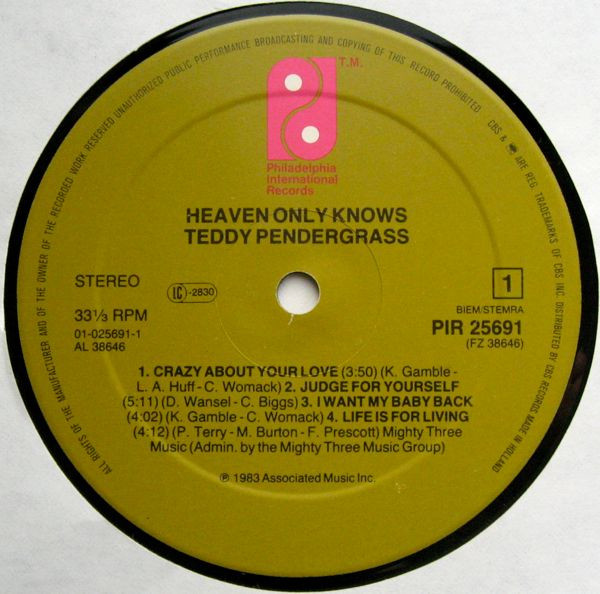 Teddy Pendergrass - Heaven Only Knows | Philadelphia International Records (PIR 25691) - 3 Teddy Pendergrass - Heaven Only Knows | Philadelphia International Records (PIR 25691) - 3