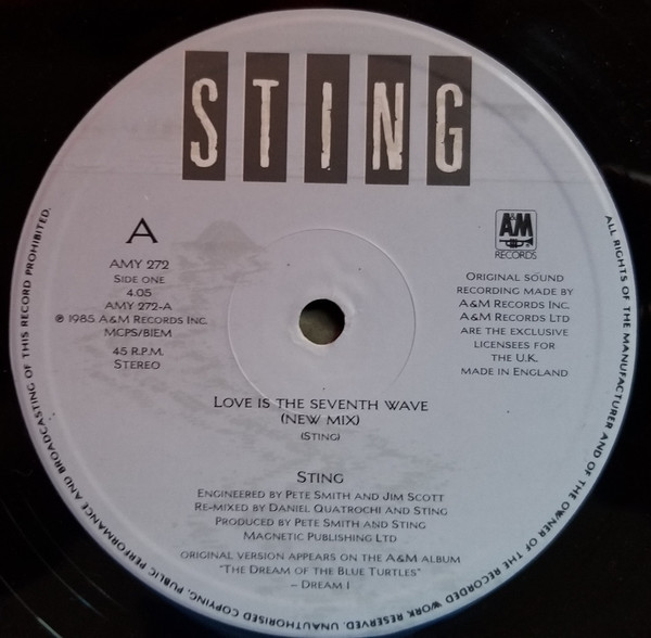 Sting - Love Is The Seventh Wave (New Mix) | A&M Records (AMY 272) - 3 Sting - Love Is The Seventh Wave (New Mix) | A&M Records (AMY 272) - 3