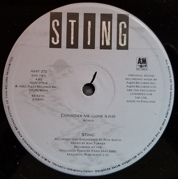 Sting - Love Is The Seventh Wave (New Mix) | A&M Records (AMY 272) - 4 Sting - Love Is The Seventh Wave (New Mix) | A&M Records (AMY 272) - 4