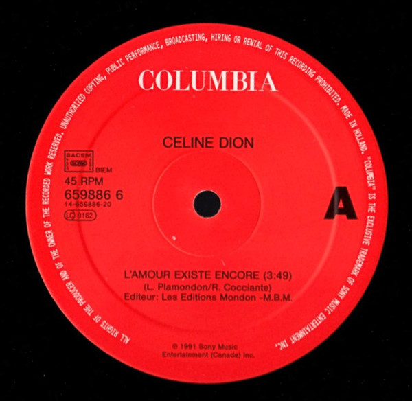 Céline Dion - L'amour Existe Encore | Columbia (COL 659886 6) - 3