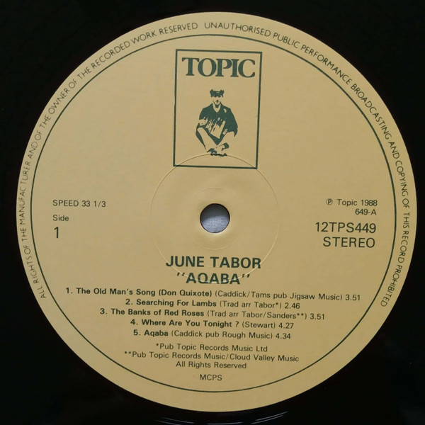 June Tabor - Aqaba | Topic Records (12TS449) - 2