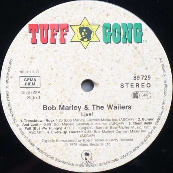 Bob Marley & The Wailers - Live! | Tuff Gong (89 729) - 3