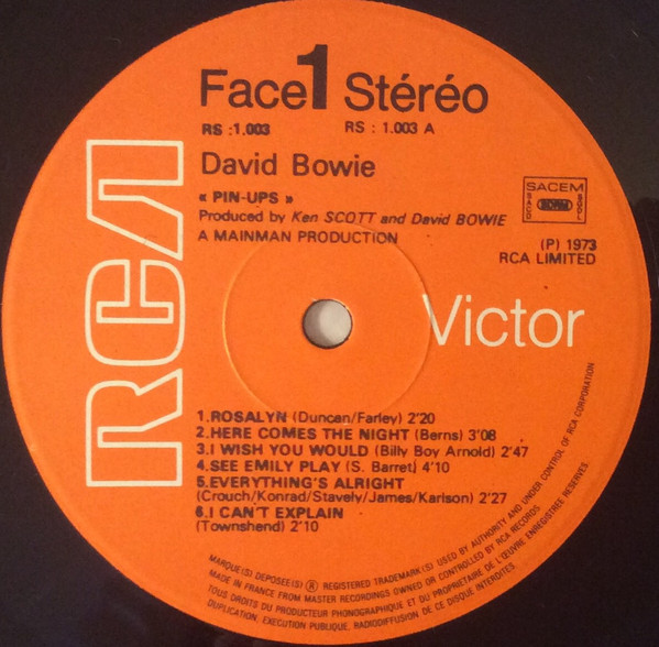 David Bowie - Pinups | RCA Victor (RS1003) - 3