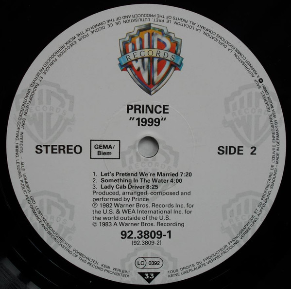 Prince - 1999 | Warner Bros. Records (92-3809-1) - 4 Prince - 1999 | Warner Bros. Records (92-3809-1) - 4
