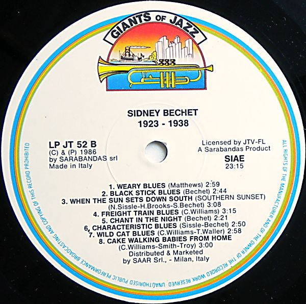 Sidney Bechet - Sidney Bechet 1923 - 1938 | Giants Of Jazz (LPJT 52) - 4
