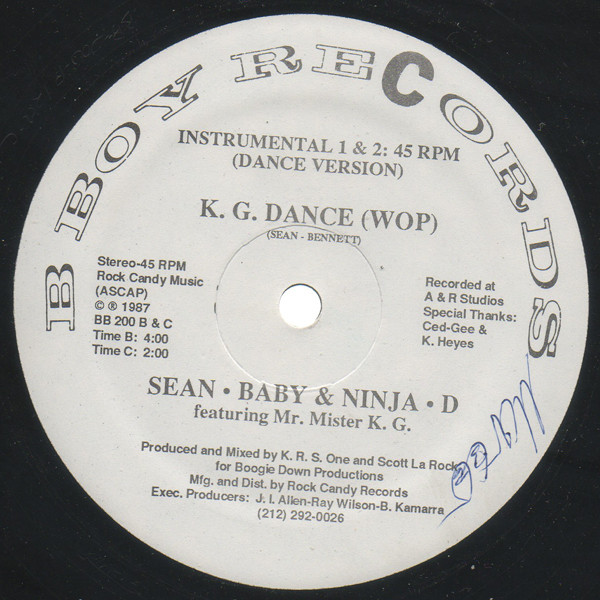 Sean Bennett & Ninja D Featuring Mr. Mister KG - K.G. Dance (Wop) | B-Boy Records (BB 200) - 2