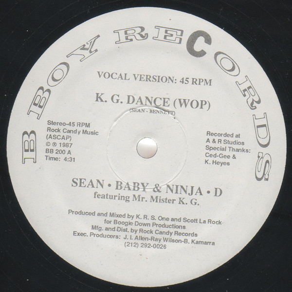Sean Bennett & Ninja D Featuring Mr. Mister KG - K.G. Dance (Wop) | B-Boy Records (BB 200) - main
