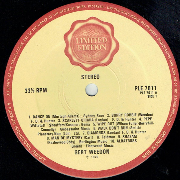 Bert Weedon - Guitar Gold - Bert Weedon's 20 Greatest Hits | Pickwick Records (PLE 7011) - 3