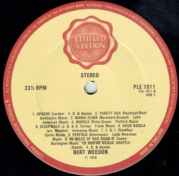 Bert Weedon - Guitar Gold - Bert Weedon's 20 Greatest Hits | Pickwick Records (PLE 7011) - 4