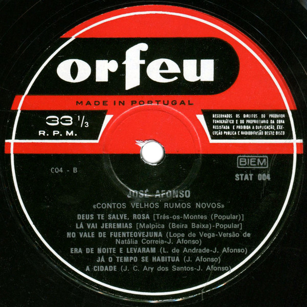 José Afonso - Contos Velhos Rumos Novos | Orfeu (STAT-004) - 4 José Afonso - Contos Velhos Rumos Novos | Orfeu (STAT-004) - 4