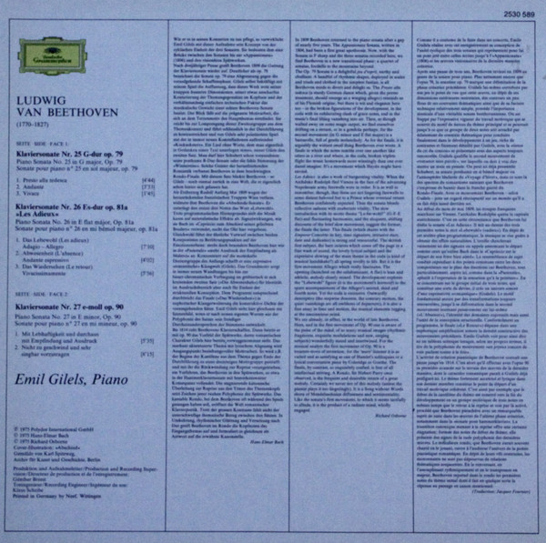 Klaviersonaten • Piano Sonatas "Les Adieux" Op. 81a • Op. 79 • Op. 90