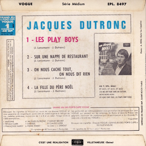 Jacques Dutronc - Les Play Boys | Disques Vogue (EPL. 8497) - 2 Jacques Dutronc - Les Play Boys | Disques Vogue (EPL. 8497) - 2