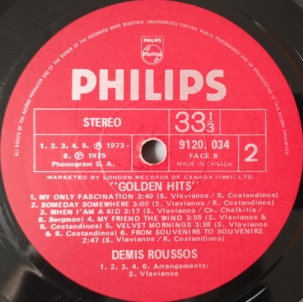 Demis Roussos - Golden Hits [Vinyl] | Philips (9120 034) - 4