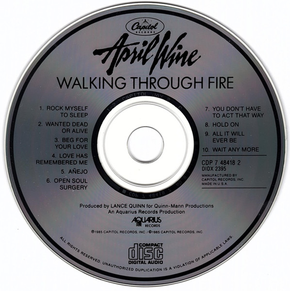 April Wine - Walking Through Fire | Capitol Records (CDP 7 48418 2) - 4