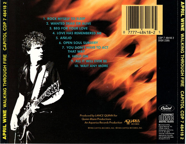 April Wine - Walking Through Fire | Capitol Records (CDP 7 48418 2) - 3