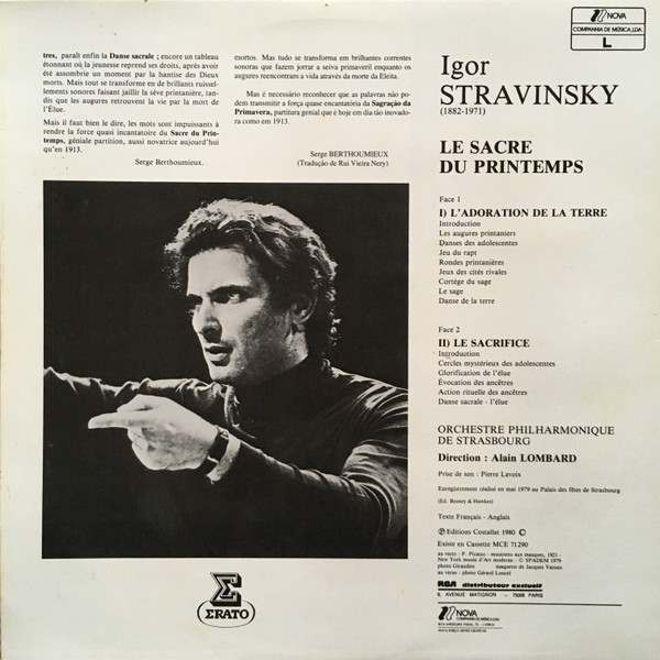 Igor Stravinsky /  Orchestre Philharmonique De Strasbourg , Alain Lombard - Le Sacre Du Printemps (The Rite Of Spring) | Erato (STU 71290)