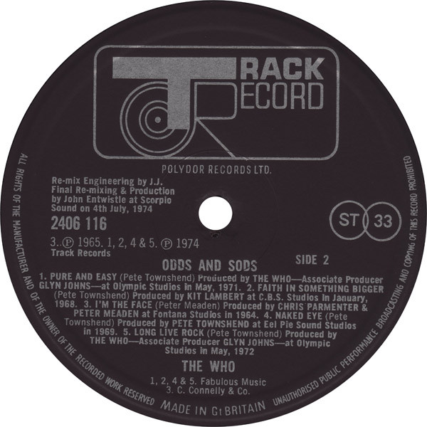 The Who - Odds & Sods | Track Record (2406 116) - 4 The Who - Odds & Sods | Track Record (2406 116) - 4
