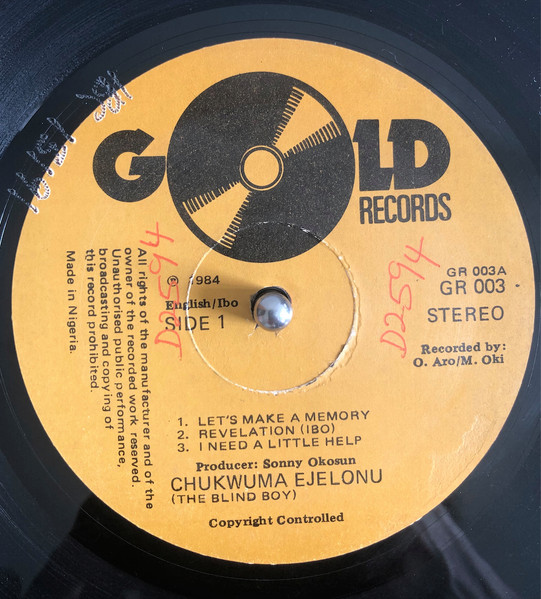 Chukwuma Ejelonu - Let's Make A Memory | Gold Records (GR 003) - 3 Chukwuma Ejelonu - Let's Make A Memory | Gold Records (GR 003) - 3